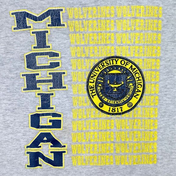 Vintage College Ware USA University of Michigan Wolverines Crew Neck Tee - Sz L - Picture 2 of 8